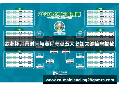 欧洲杯开幕时间与赛程亮点五大必知关键信息揭秘 欧洲杯开幕时间与赛程亮点五大必知关键信息揭秘