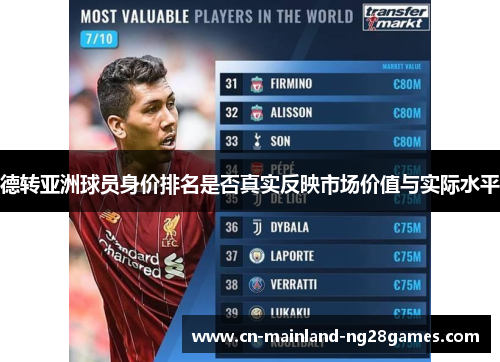 德转亚洲球员身价排名是否真实反映市场价值与实际水平